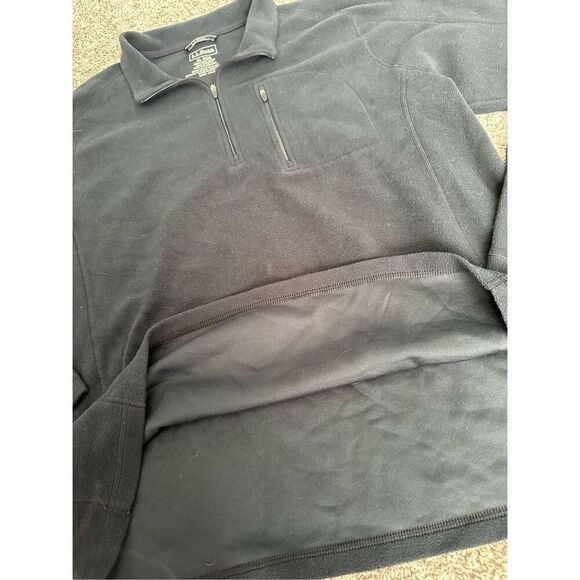 L.L. Bean Men’s Fleece Quarter Zip Up Pullover Jacket Performance Black Size XL - Picture 5 of 6